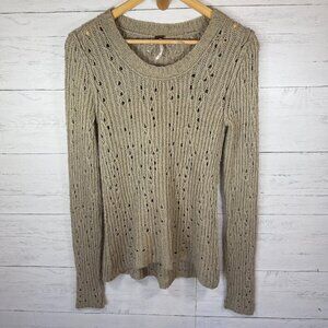Free People Sweater Womens Size S/P Wheat Inside Out Wool Blend Light Academia